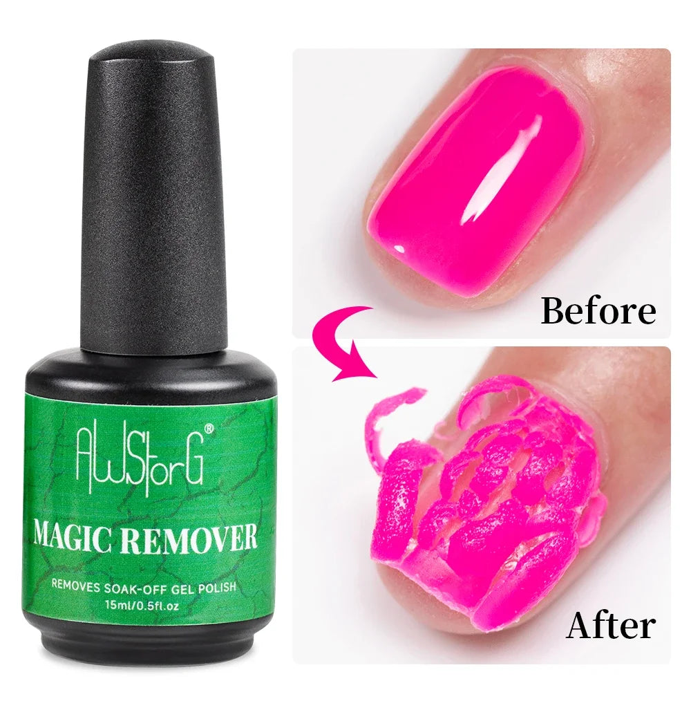 AWStorG 15ML Magic Remover  Fast Nail Gel Polish Clean UV Soak Off Semi Permanent Varnish Nail Art Removal Tools Manicur