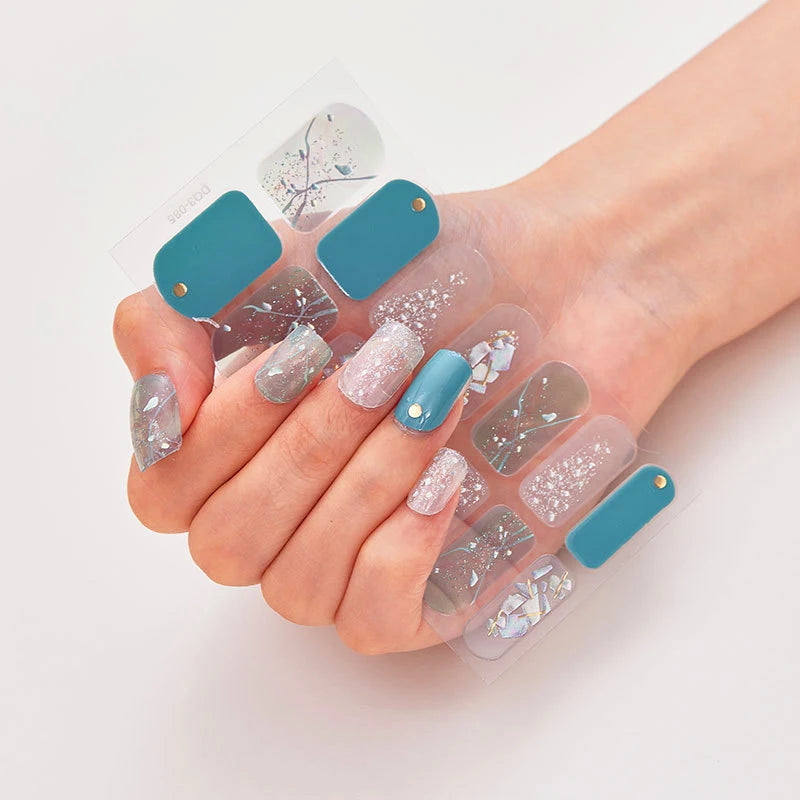 DIY Semi Cured Gel Nail Stickers Long-Lasting Solid Color Nail Strips Patch Slider Nail Sticker Full Cover Decal Manicure Patch