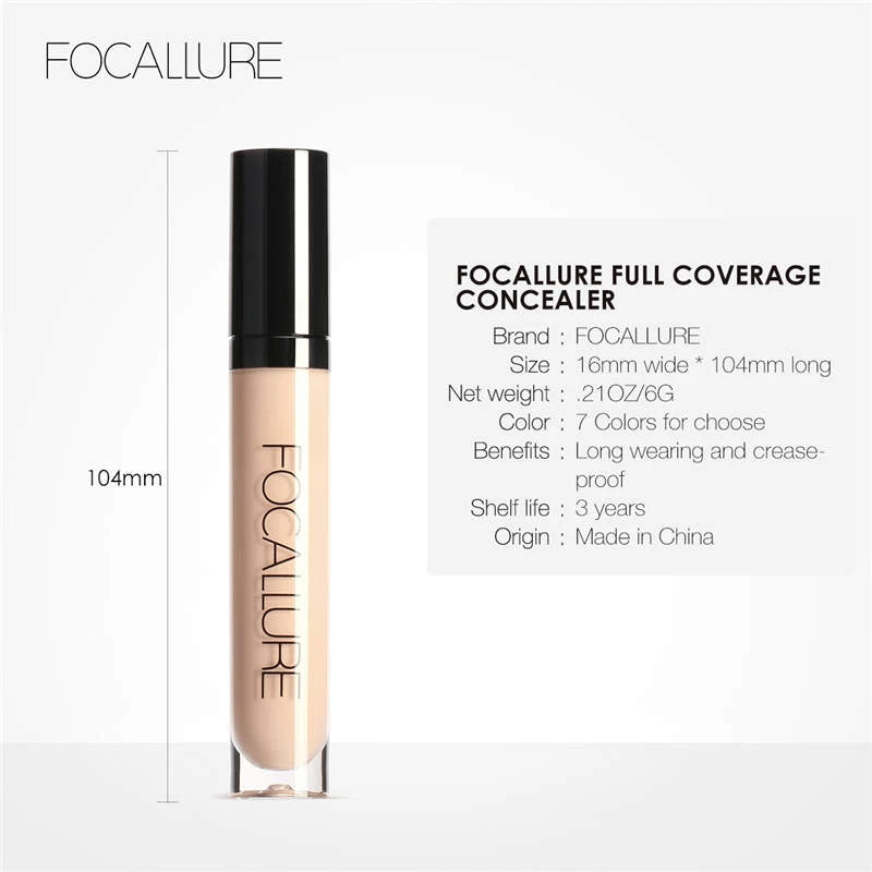 Wholesale FOCALLURE 7 Colors Face Concealer Waterproof Full Coverage Moisturizing Smooth Liquid Foundation Makeup Cosmetics