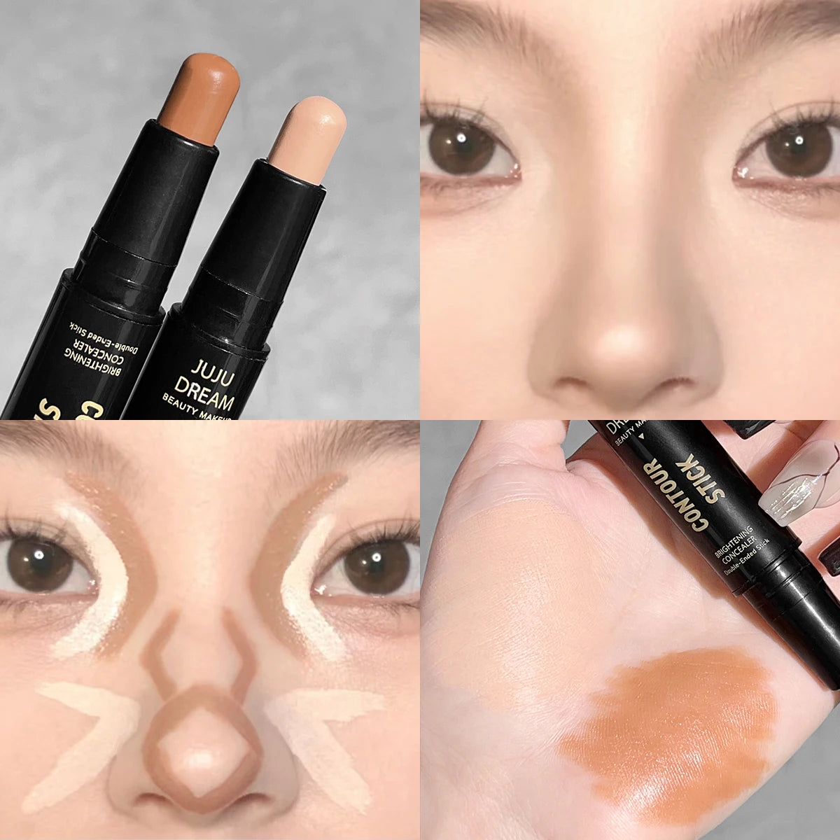 Dual-ended highlighter wand 2-in-1 concealer pen natural three-dimensional shadow wand