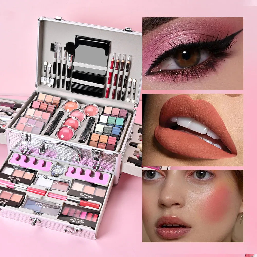 Makeup Gift Set for Women Full Kit All in One Make up Face Powder Eyeshadow Palette Lipstick Makeup Brushes Highlighter Bronzer