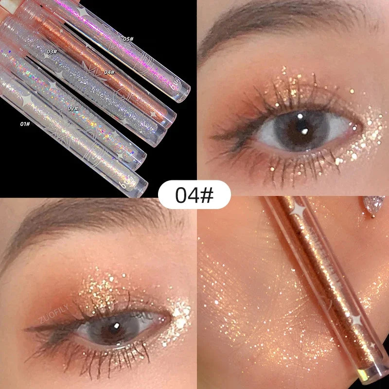 1pc Liquid Eyeshadow Super Shine Pink Pearlescent Glitter Eyeliner Long Lasting Waterproof Eye Shadow Glitter Party Eye Makeup