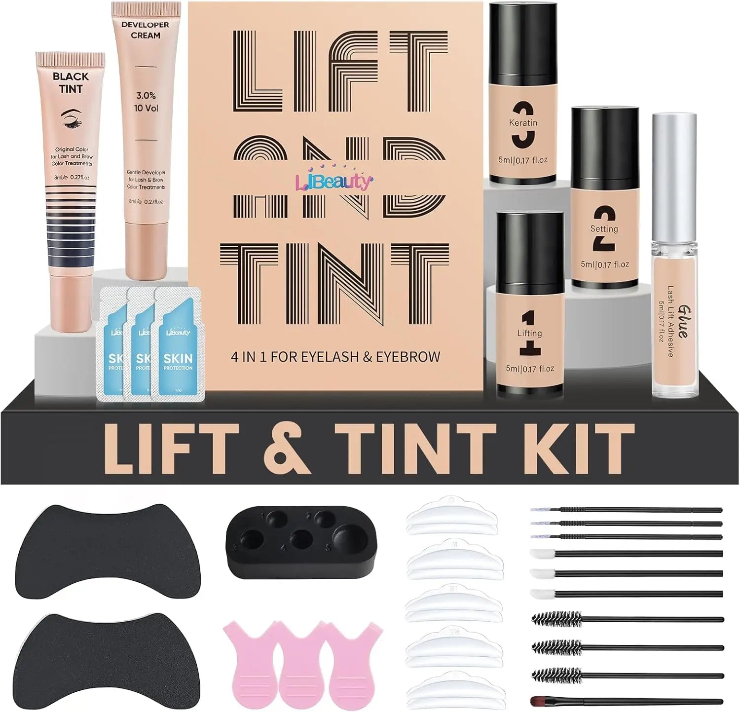 Libeauty Lash Lift and Brow Lamination Kit with Black Tint