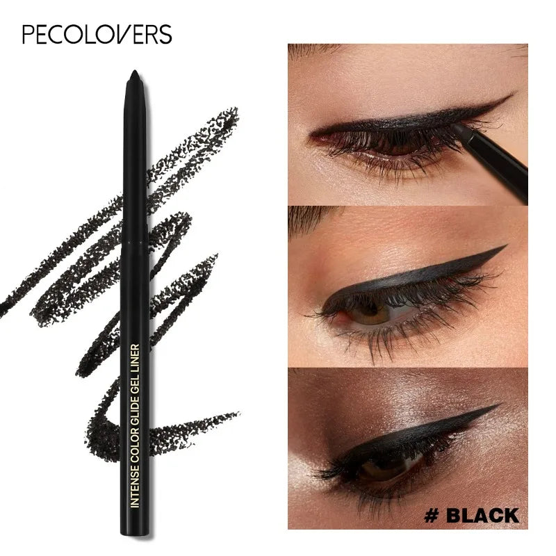 5PCS Waterproof Black Eyeliner Gel Pencil Lasting Natural Easy Wear Matte Quick Drying Non-Smudge Eye Liner Gel Pen Makeup