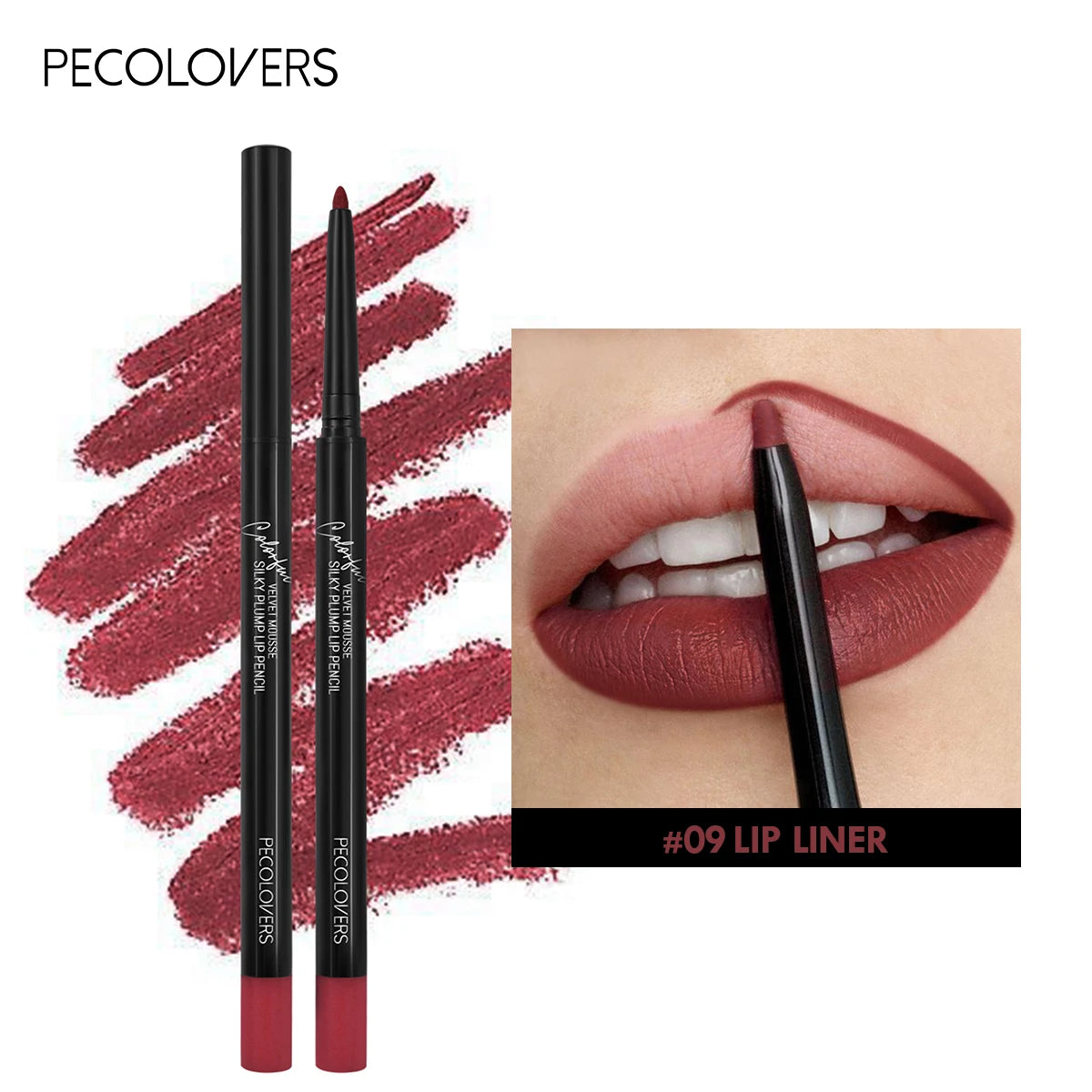 12 Colors Lip Liner , Matte Dewy Finish Long Lasting Waterproof Smudge Proof Lip Liner
