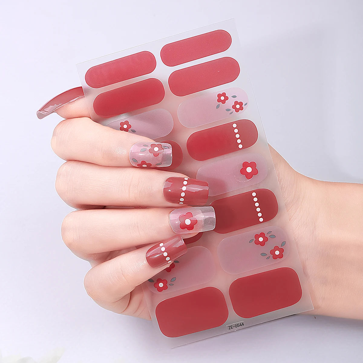 16tips DIY Baking-Free Nail Stickers Spring Summer Flowers Adhesive Nail Strips Patch Slider Full Cover Nail Decoration Decal