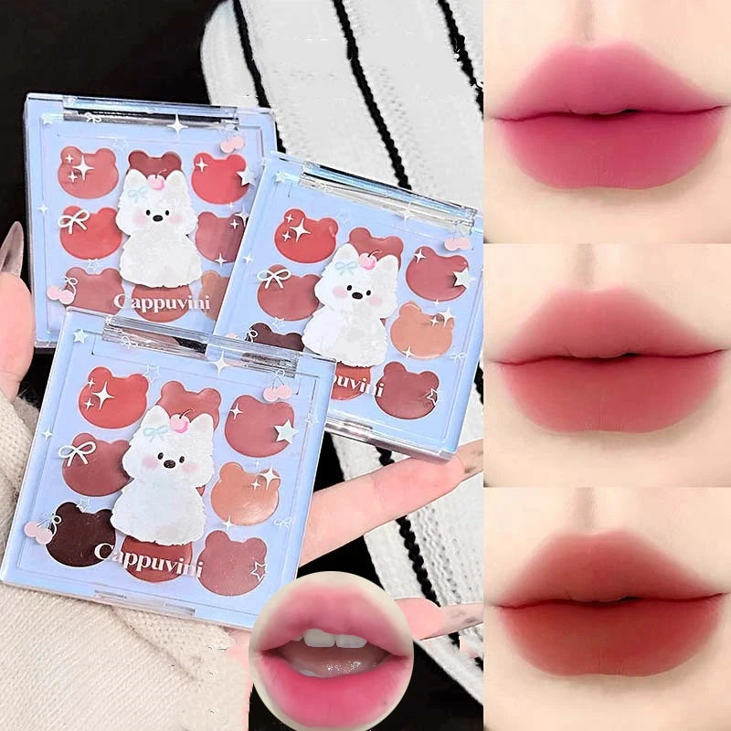 9 Color Velvet Matte Lipstick Palette Cream Texture Soft Mist Lip Mud Natural Long-Lasting Non-Drying Solid Lip Gloss Set Makeup