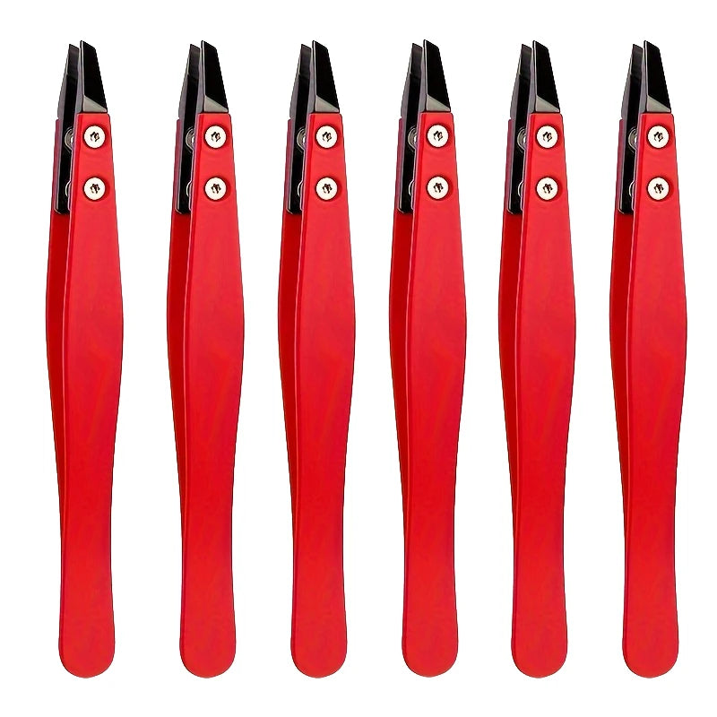 Zirconia Ceramic Pointed Tweezers Stainless Steel Tweezers with Slanted Tips Edges Eyebrows Beards Hair  Eyelash Tweezers