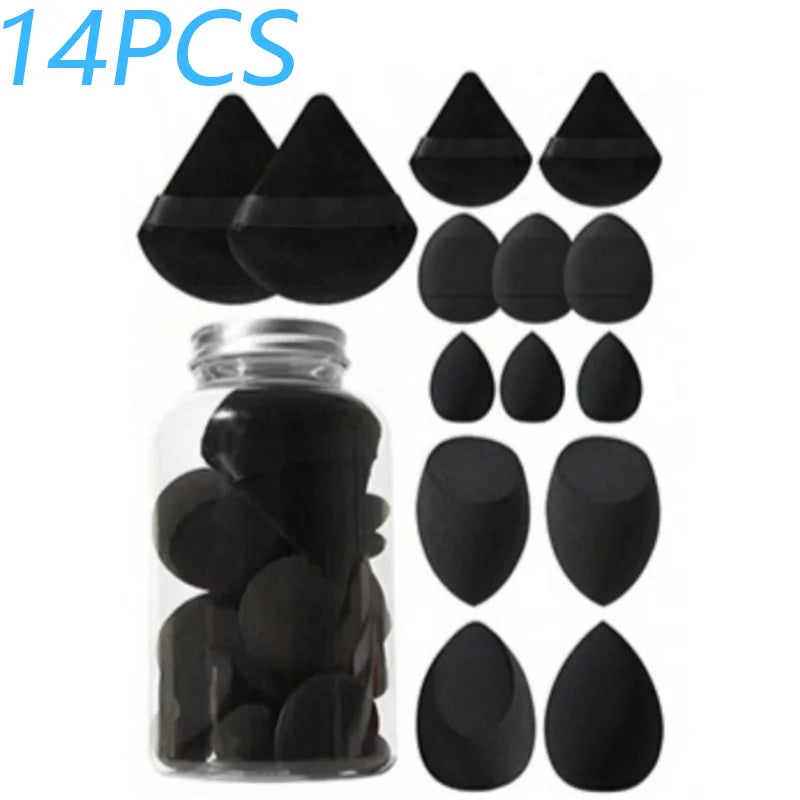 14PCS Makeup Sponge Set with Storage Jar Velvet Beauty Blenders Beauty Egg Powder Puffs Make Up Accessories Women Makeup Tools