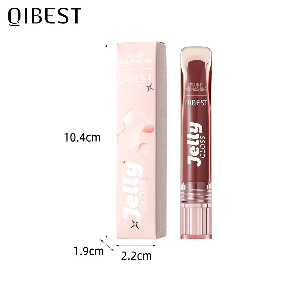 QIBEST Mirror Pearl Jelly Lipgloss Moisturizing Lasting Lipstick Hydrating Lightweight Lip Glaze Watery Crystal Lip Tint Makeup