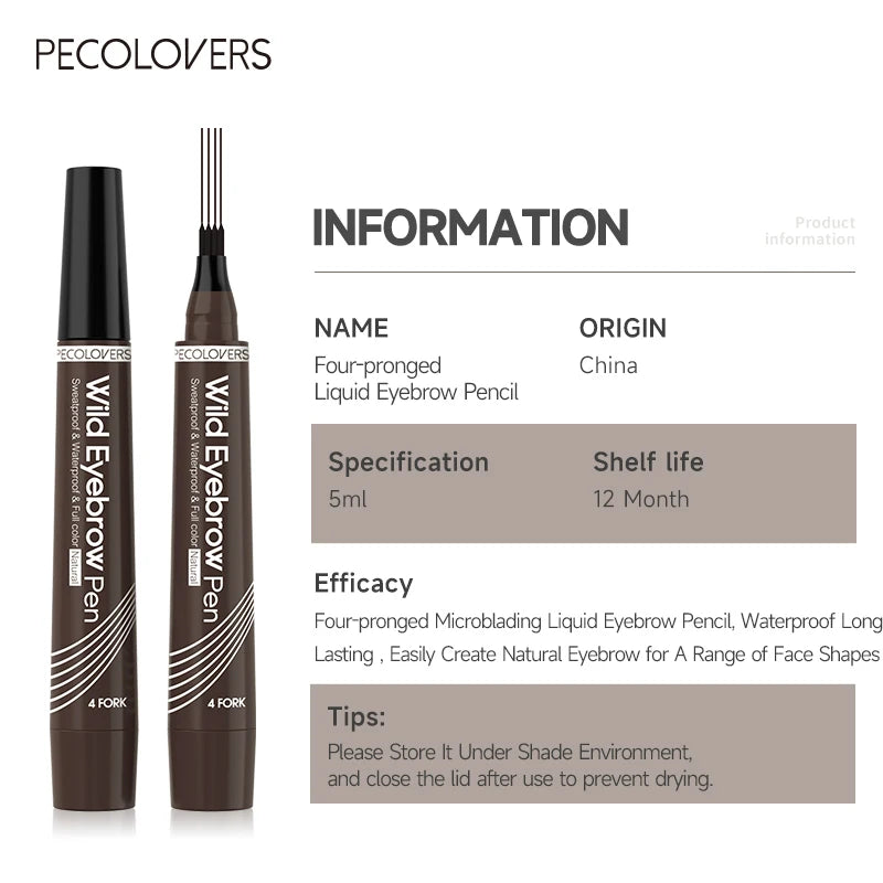 Eyebrows Pen Eyebrow Tattoo Waterproof Liquid Black Eye Brow Makeup Pencil Microblading