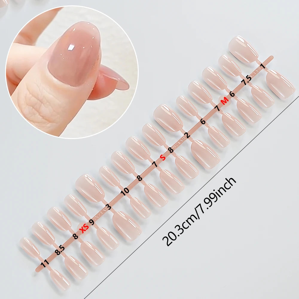 150Pcs Gradient Nude Short Almond Fake Nails XS/S/M Size Glossy Full Cover Press On Nail for Women Daily Wear False Fingertips