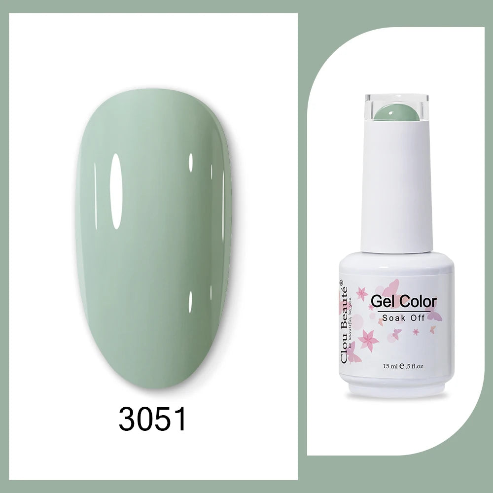 Clou Beaute 15ml HEMA TPO FREE Gel Nail Polish Bright Dark Army Green Gel Lacquer Semi Permanent Art Organic  Nail Gel Varnish