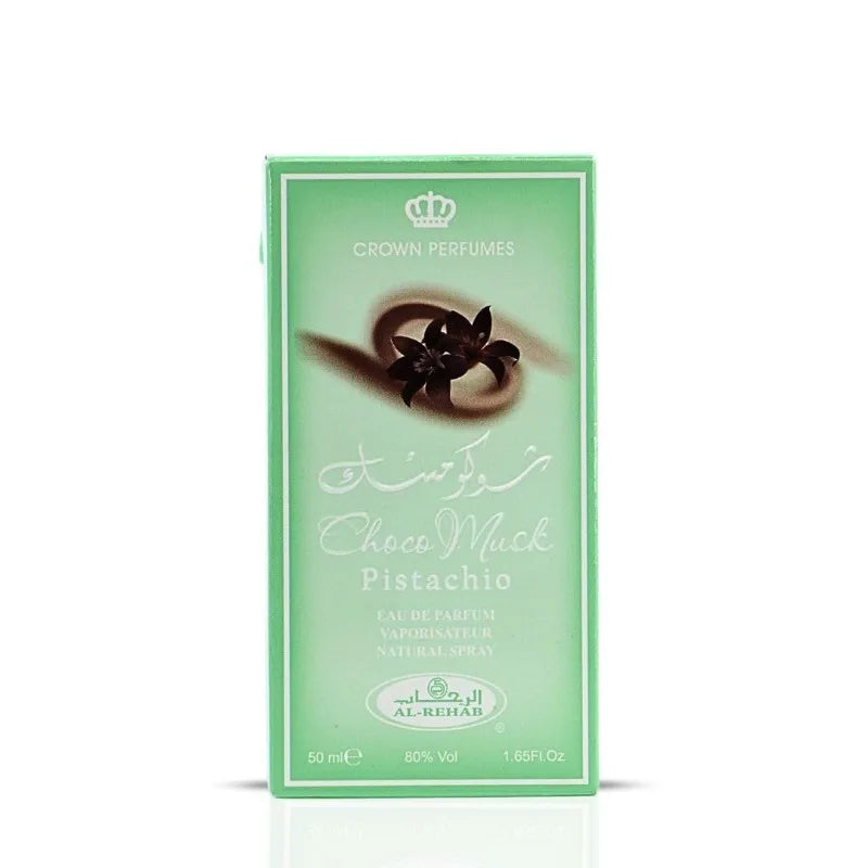 Al Rehab Choco Musk Pistachio Eau De Parfum Spray for Unisex 50ml Cologne Persistence Long-lasting Fragrance Floral Fruity Aroma