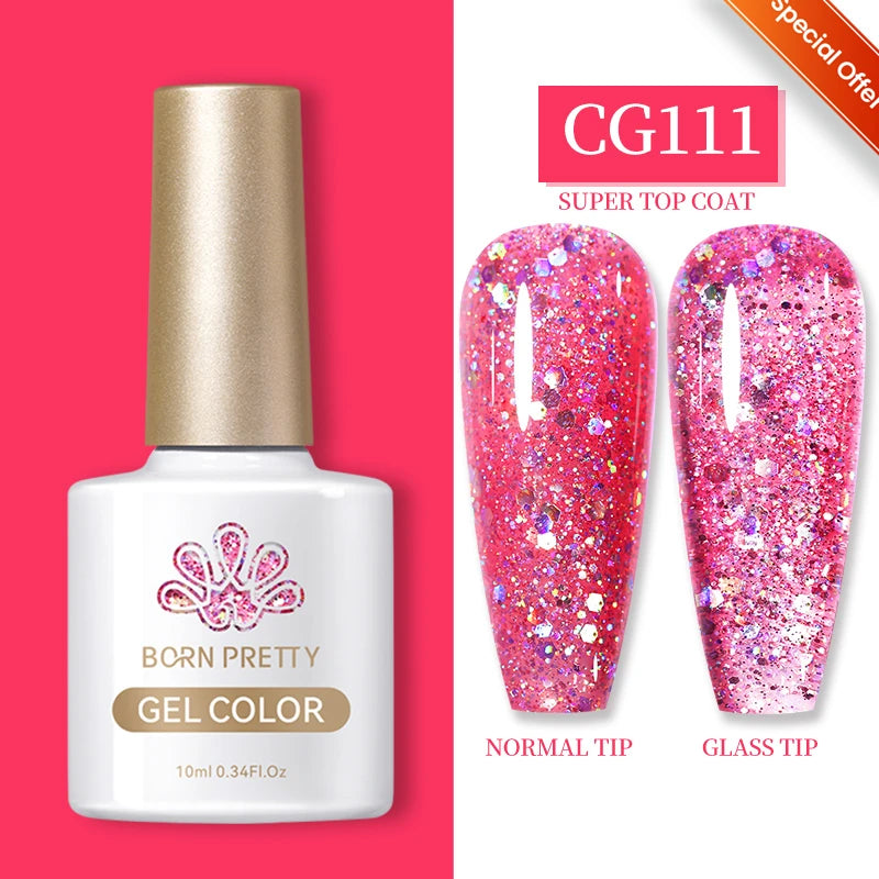 BORN PRETTY 10ml Sliver Carat Mirage Reflective Glitter Gel Nail Polish Sparkling Ultra Shine Soak Off UV Nail Art Gel Varnish