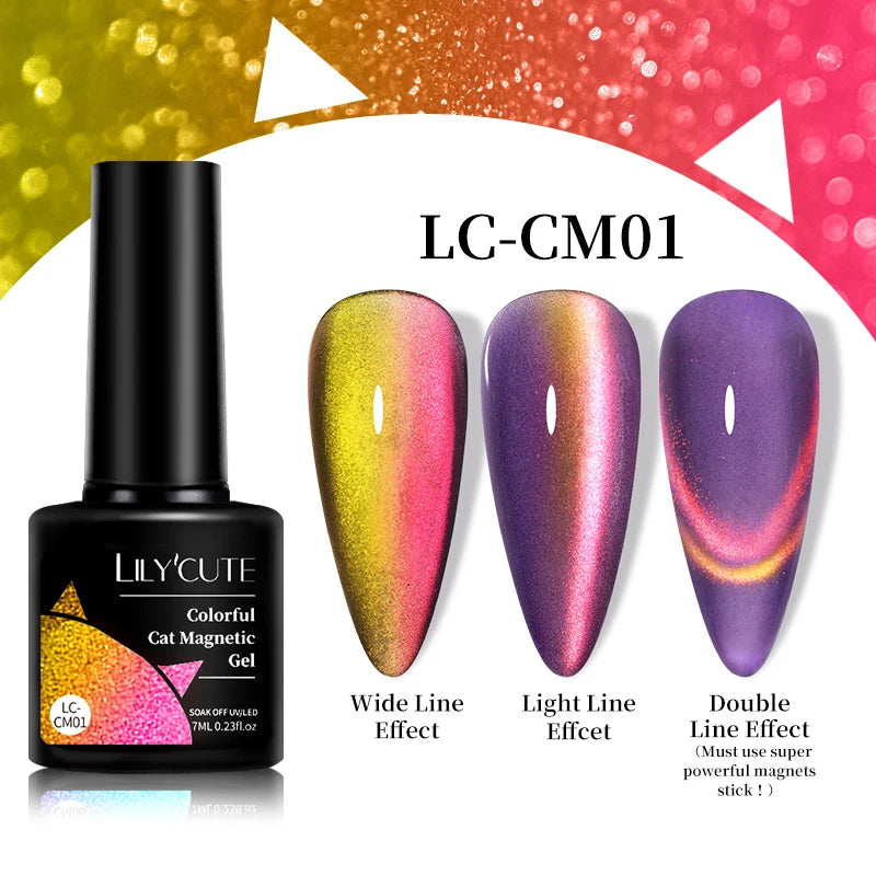 LILYCUTE 7ML 3 IN 1 Platinum Cat Magnetic Gel Nail Polish Silver Moonlight Magnetic Nail Sparkling Glitter Semi Permanent UV Gel