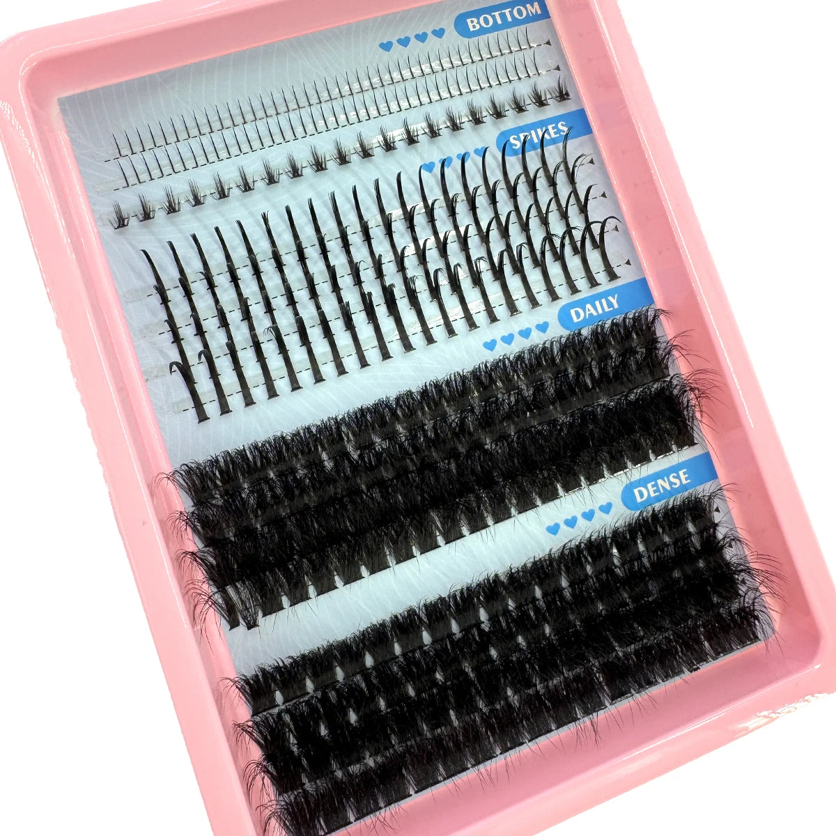 15Rows Lash Clusters Spikes Eyelash Extensions Spiky Lashes Extension Thick Individual Cluster Lashes with Spikes&Bottom Lashes