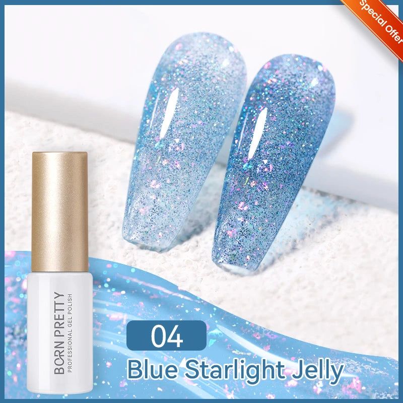 BORN PRETTY 10ml Sliver Carat Mirage Reflective Glitter Gel Nail Polish Sparkling Ultra Shine Soak Off UV Nail Art Gel Varnish