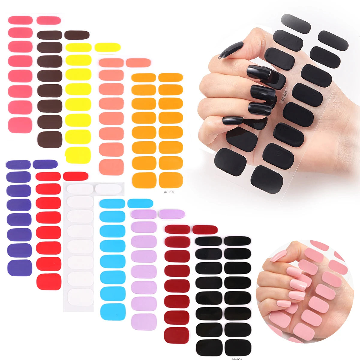 Pink Nude Full Cover Nail Sticker Gradient Color Self-Adhive Simple Full Nail Wraps DIY Thermal Effect Nail Art Making Manicur