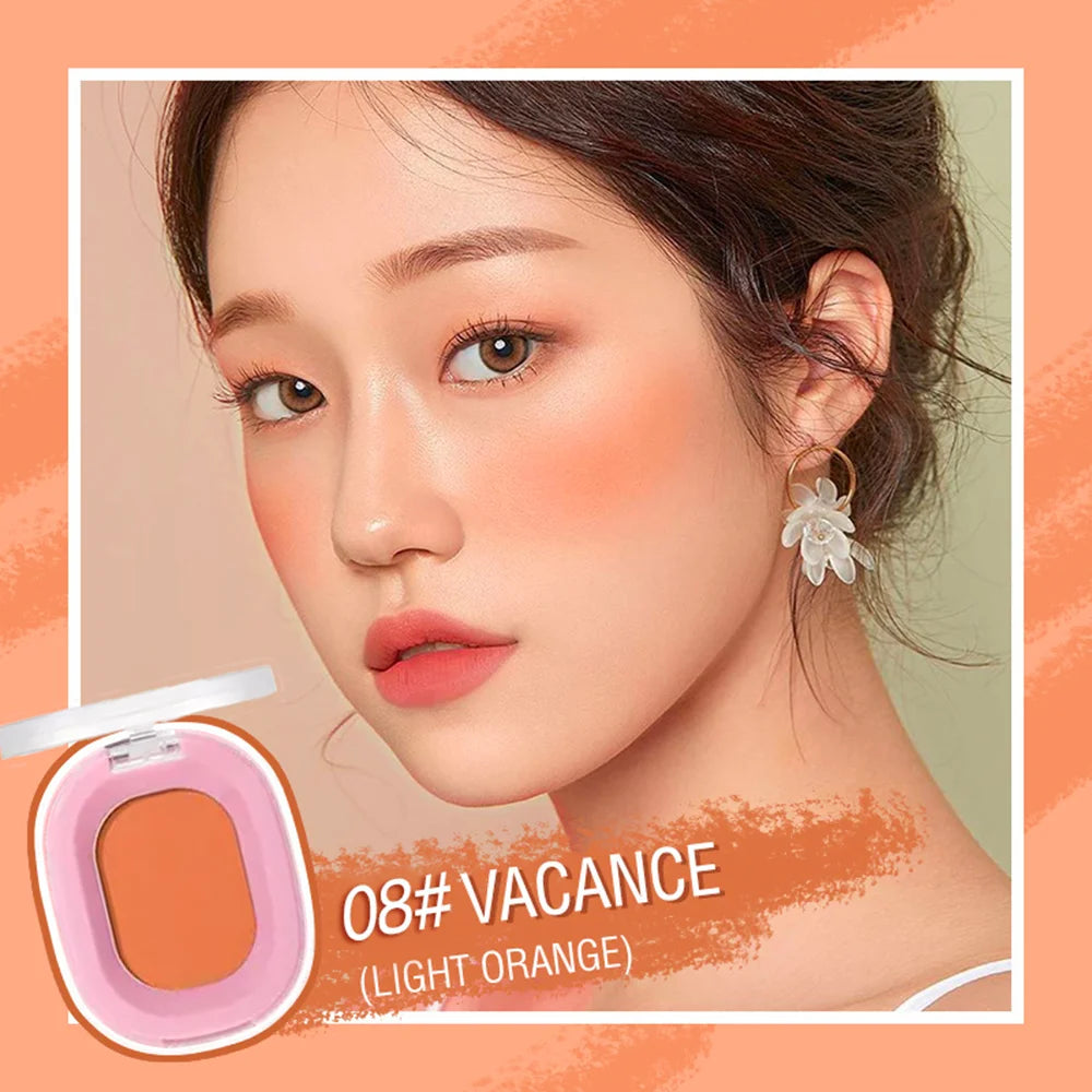 Monochrome Matte Blush Powder,Natural Nude Cheek Rouge,Brightening Long-Lasting Waterproof,Easy Apply,Safe Xmas Halloween Makeup