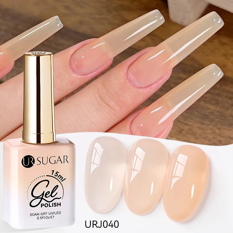 UR SUGAR 15ml Fiber Rubber Base Gel Upgrade Broken Nail Repaired Fiberglass Clear Quick Building UV Construction Gel Soak Off
