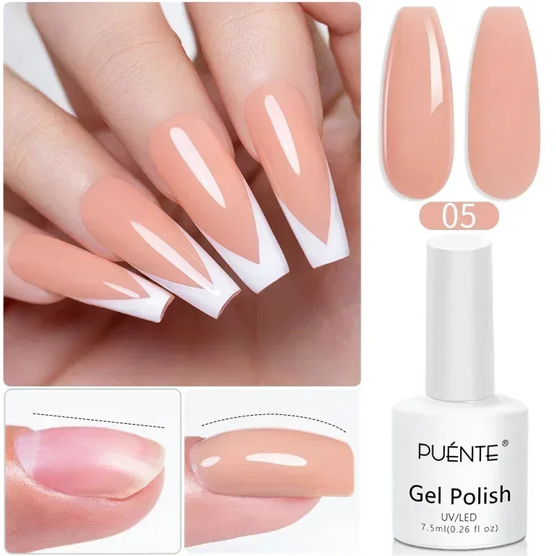PUENTE 7.5ML Nude Shade Ceramic Cat Eye Gel Nail Polish Shiny Moonlight Cat Eye Gel Soak Off UV Semi-Permanent Nail Art Varnish