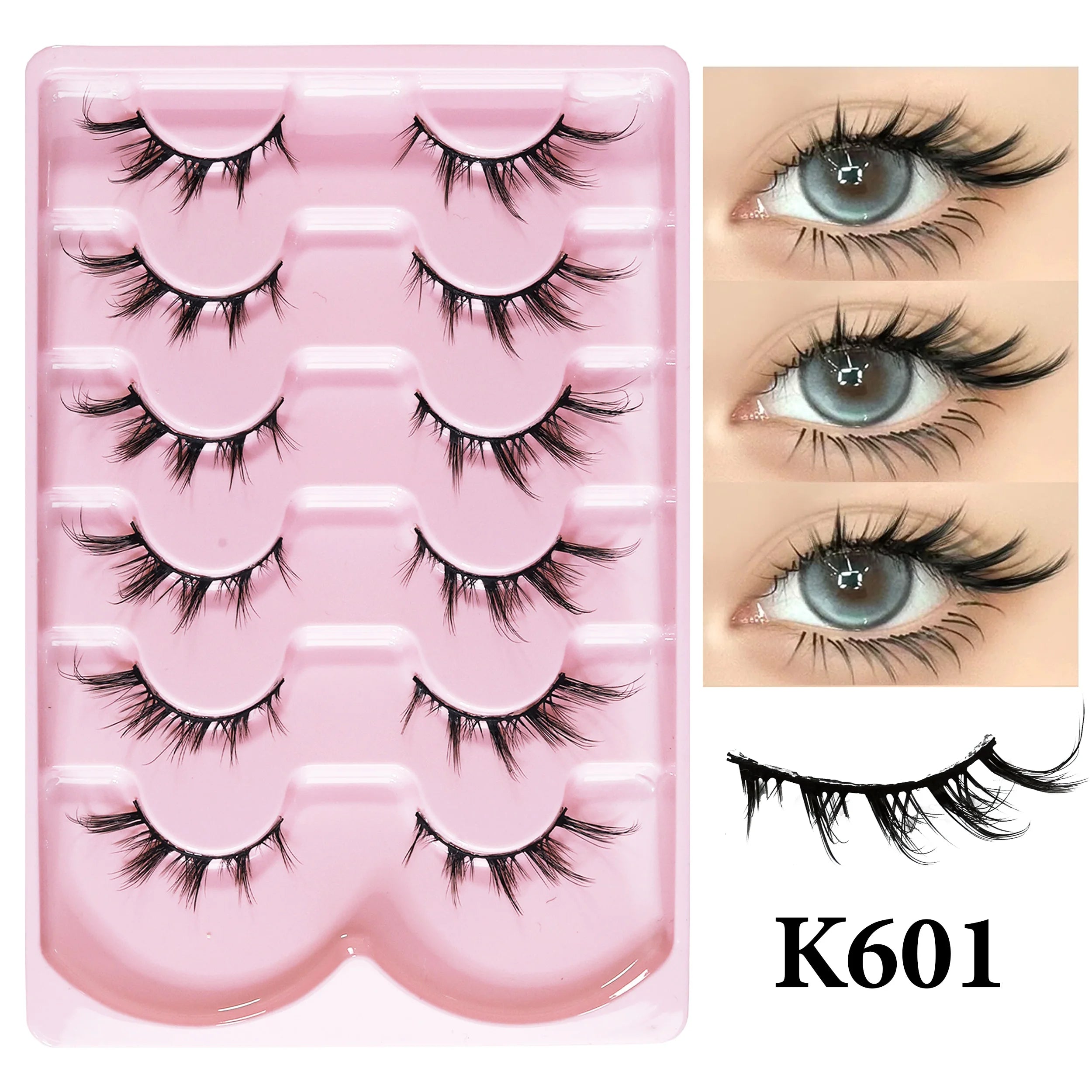 MIOFIA New 5 Pairs Fake Lashes D Curl Fluffy Soft Volume Eyelash Extensions Natural Look 3D Faux Mink False Eyelashes Makeup