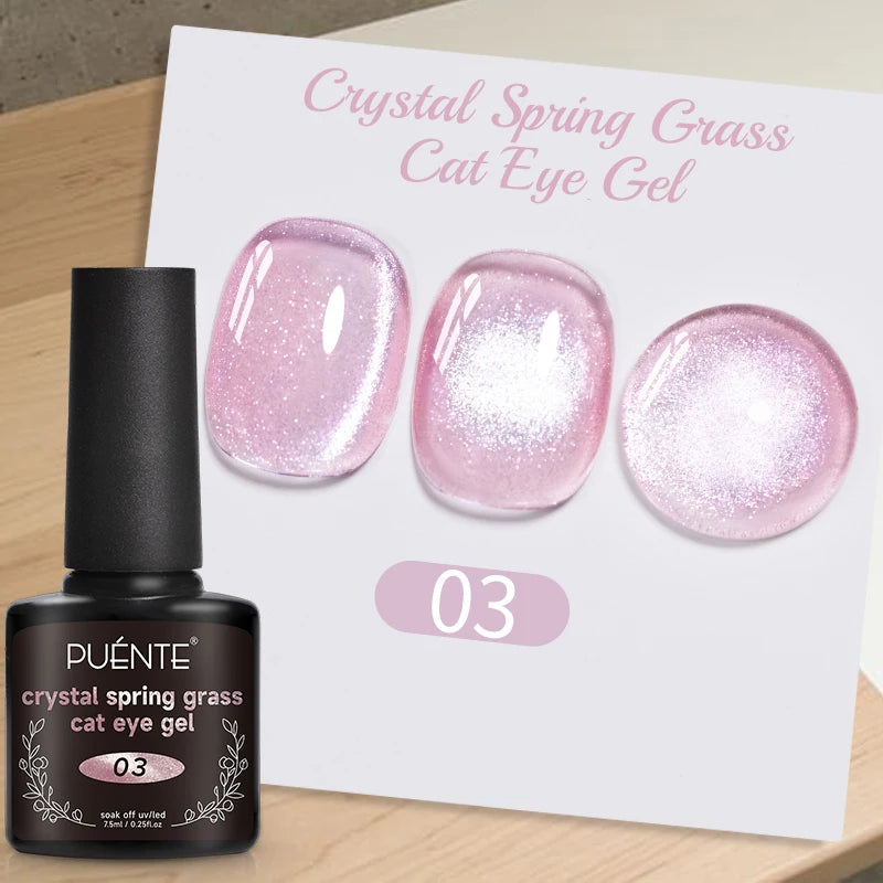 PUETNE 7.5ML Amber Moonlight Cat Magnetic Gel Nail Polish Winter Nails Jelly Glass Cat Eye Soak Off UV Semi-Permanent Varnish