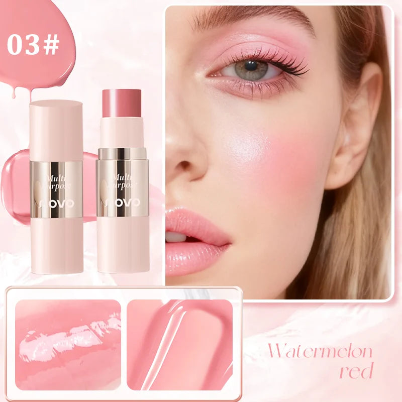 Multi-Use Cream Blush Stick For Eyes, Lips & Cheek, Nourishes & Moisturizes, Long-Wearing Blendable, Waterproof, Smooth Texture