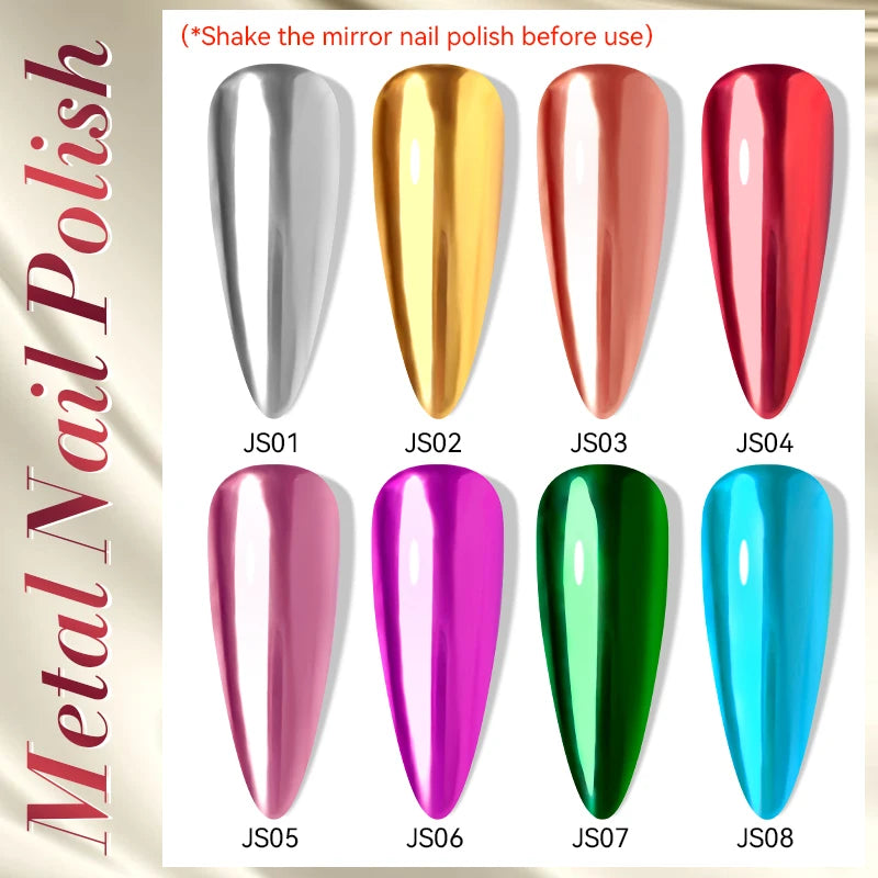 LILYCUTE 7ml Mirror Silver Metallic Nail Polish Super Bright Metal Effect Nail Art Varnish Fast Drying No Need Lamp For Manicure