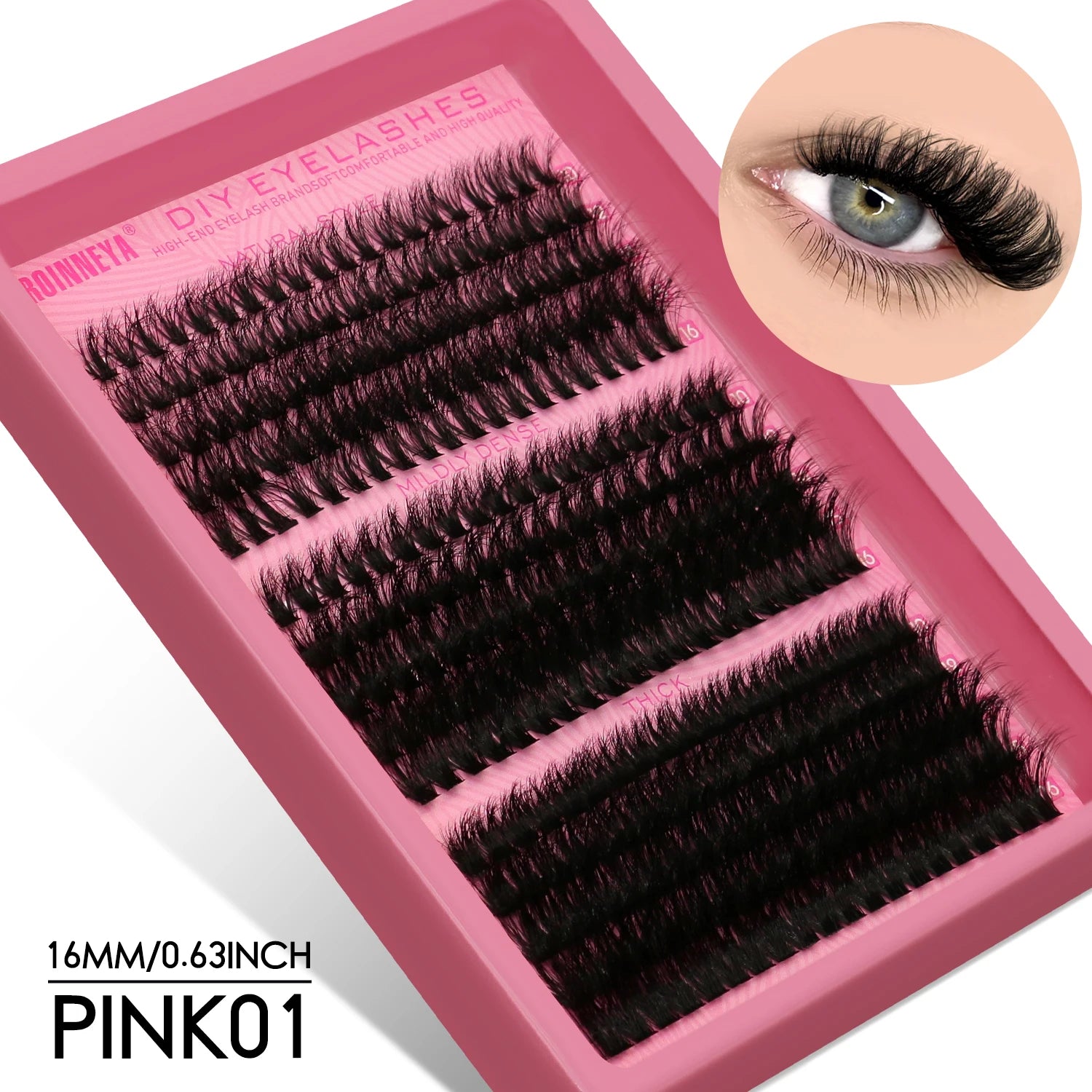 GROINNEYA Fluffy Thick DIY Eyelashes Cluster D/DD Curl Wispy Individual lashes Mix Eyelash Extensions False Eyelashes Extension