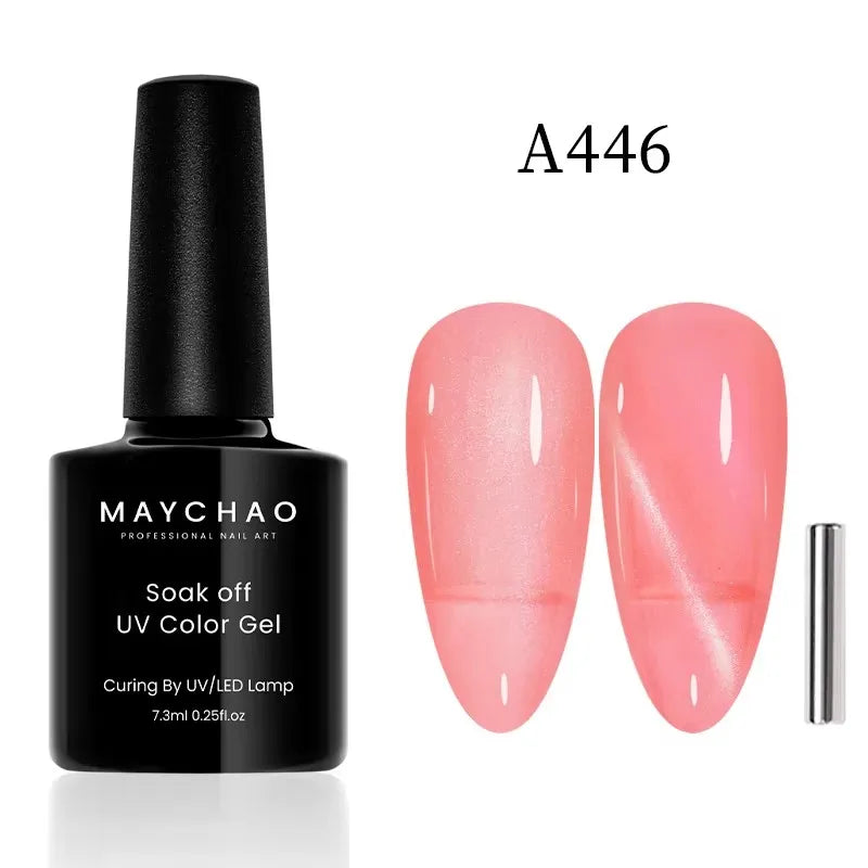 MAYCHAORomantic Galaxy Cat Eye Gel Nail Polish With Magnet Soak off UV Holographic Magnetic Rainbow Gel Polish for Nail Manicure