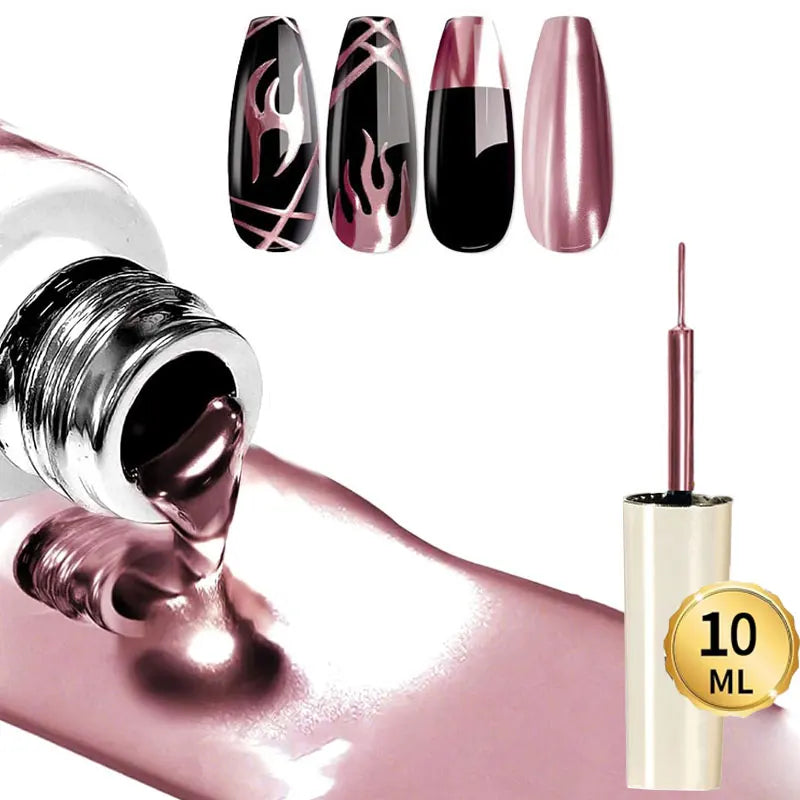 5/7/8/10ml Metallic Gel Gold Mirror Effect Gel Nail Polish French Design Line Flower Drawing Gel Nail UV Soak Off Polish Varni