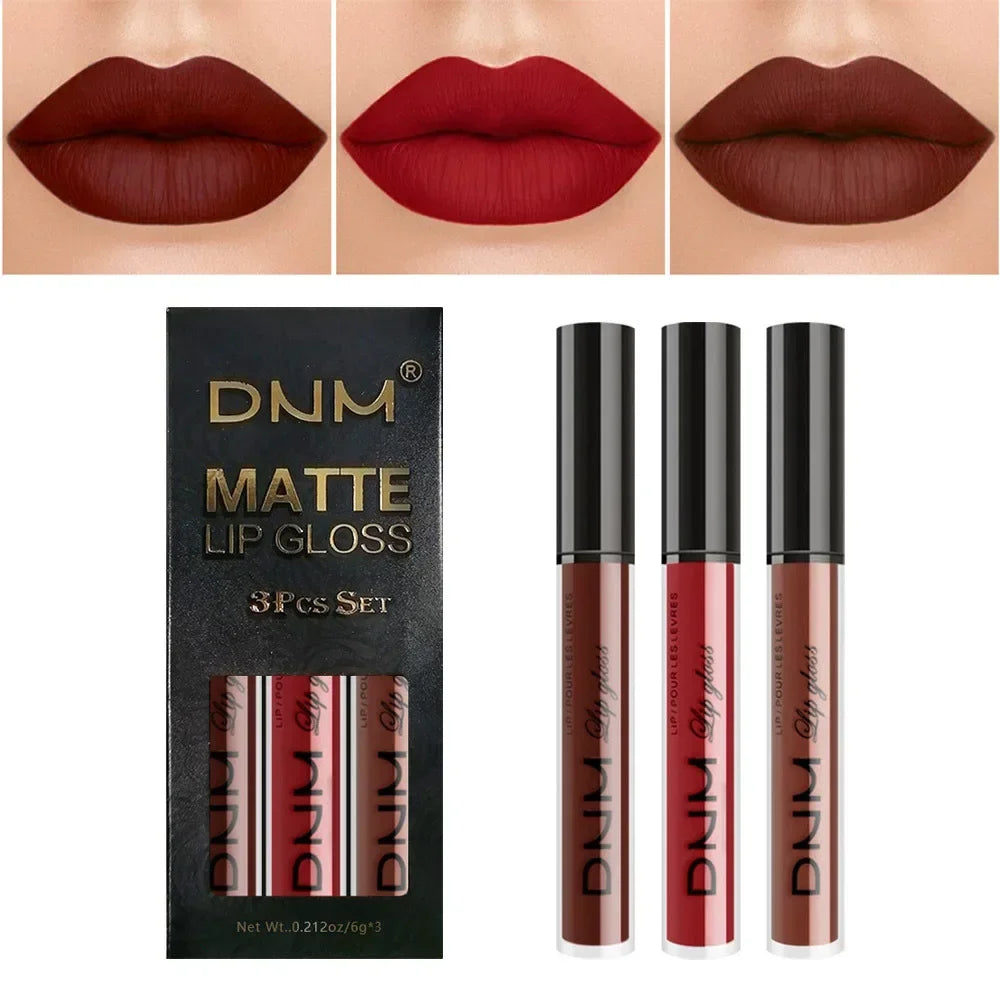 New 3pcs/set Liquid Lipstick Waterproof Long Lasting Cosmetic Black Blue Purple Green Matte Lip Gloss Nude Lip Tint Stain Makeup