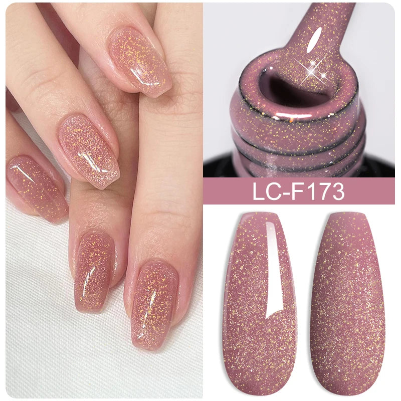 LILYCUTE 7ML Black Silver Red Reflective Glitter Gel Nail Polish Sparkling French Soak Off Long Lasting Manicure Nails Art Gel
