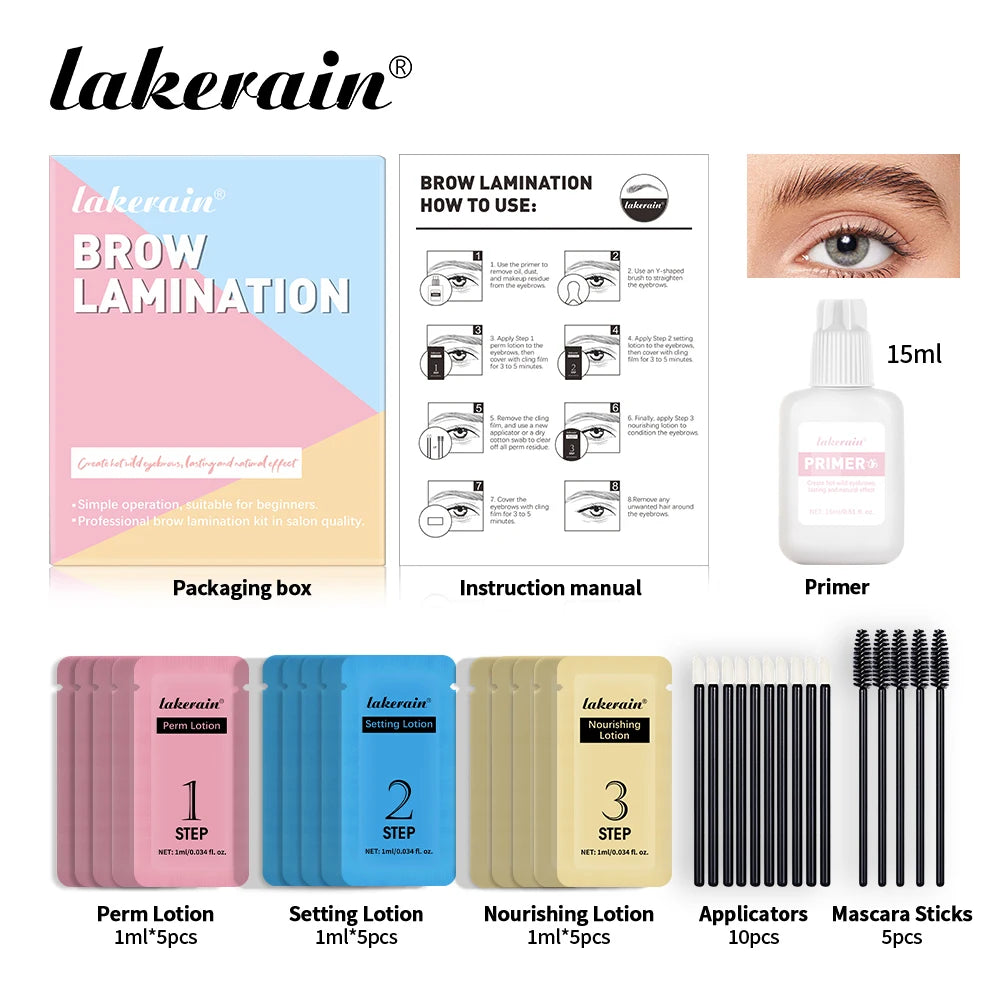 Lakerain Eyebrow Lamination Kit - DIY Brow Perm Set for Fuller Brows