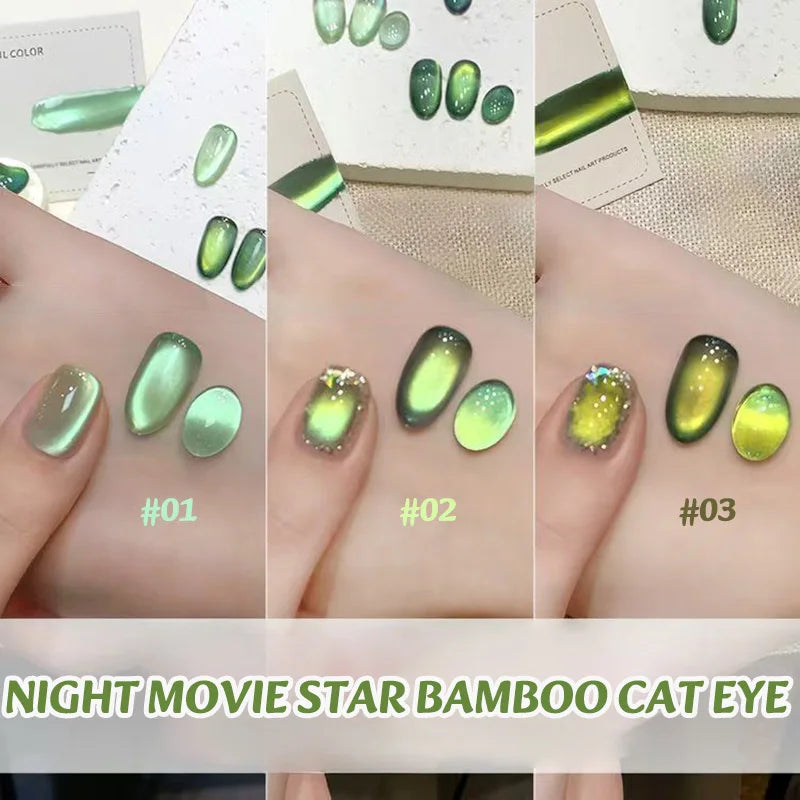 MIANEL 12ML Emperor Green Cat Eye Gel Nail Polish Whitenning Nails Green Nails Suitable For Nail Salons Nail Supplies  1-21pcs