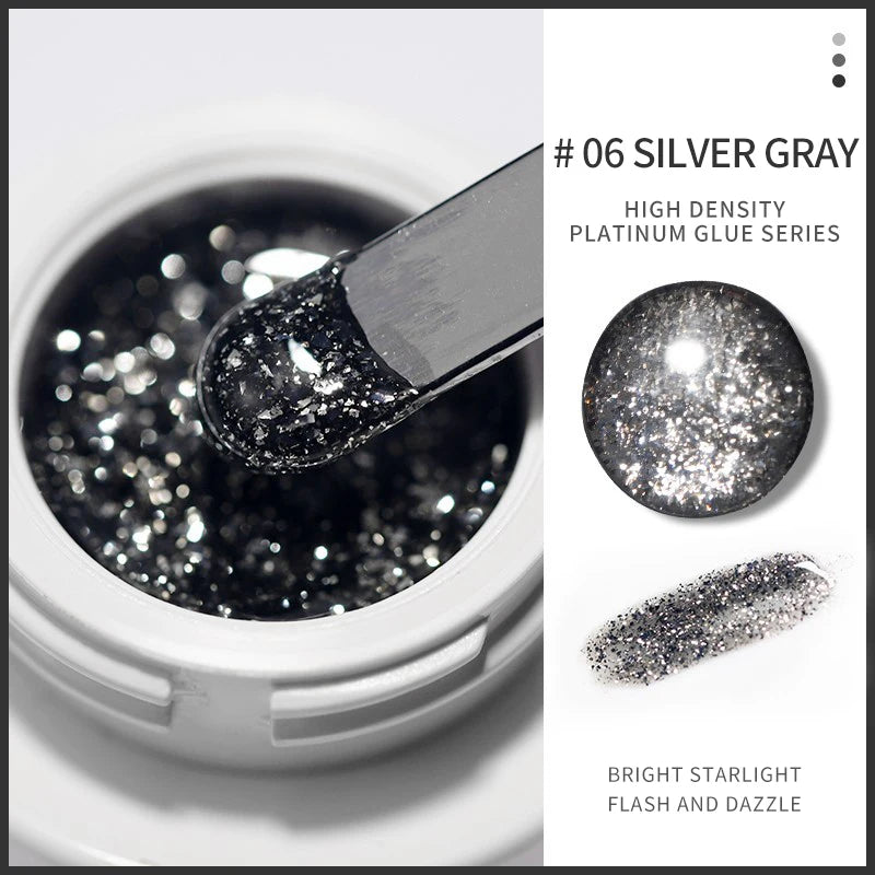 1 Bottle Silver Golden Metal Nail Painting Gel Soak Off Emboss UV Glitter Gel Reflective Professionals Painted Nail Gel Polish