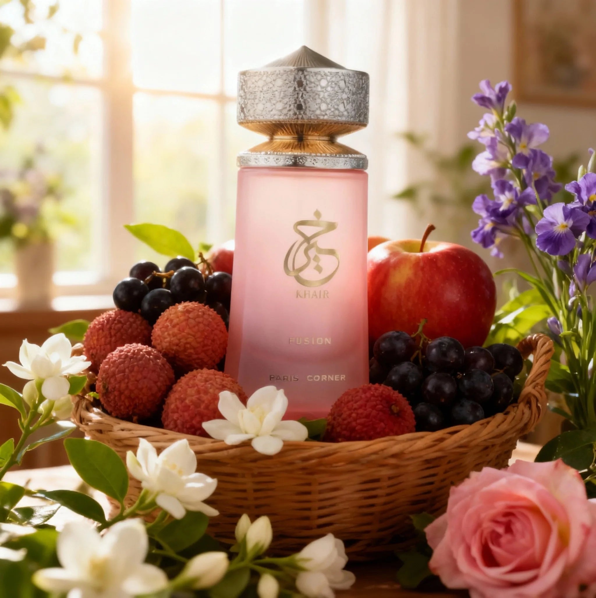 Paris Corner Khair Fusion Lychee 3.4 Fl Oz,Unisex Fruity Floral Perfume,Lychee Blackcurrant Red Apple Enchanting Aroma