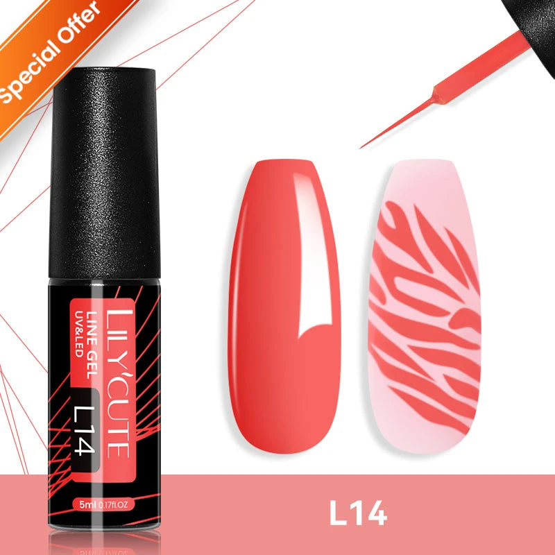 LILYCUTE 5ml Super Bright Metallic Painting Liner Gel Nail Polish UV LED Painting Gel Nail Art Drawing Stripe Pull Line UV Gel