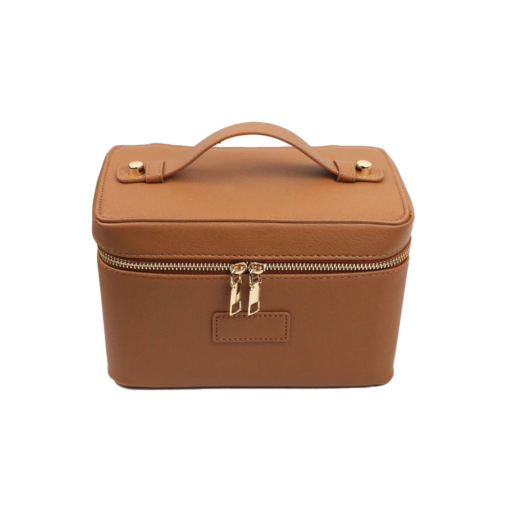 Customized name pu leather cosmetic bag with zoned storage and large capacity toiletry bag for autumn and winter new products