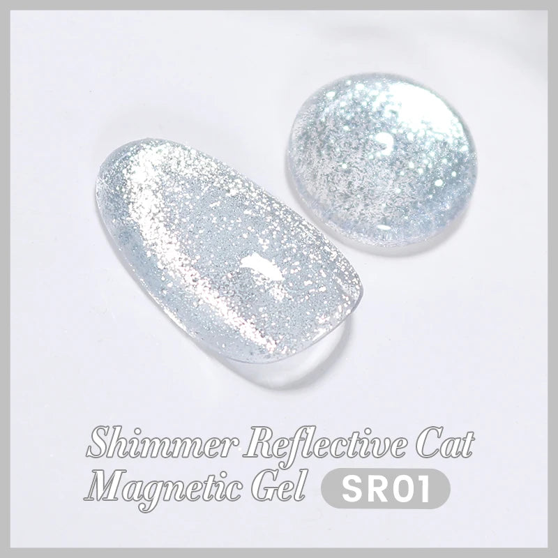 BORN PRETTY 10ml Silver Shining Reflective Cat Magnetic Gel Nail Polish Crystal Glitter Soak Off UV LED Nail Art Gel Varnish