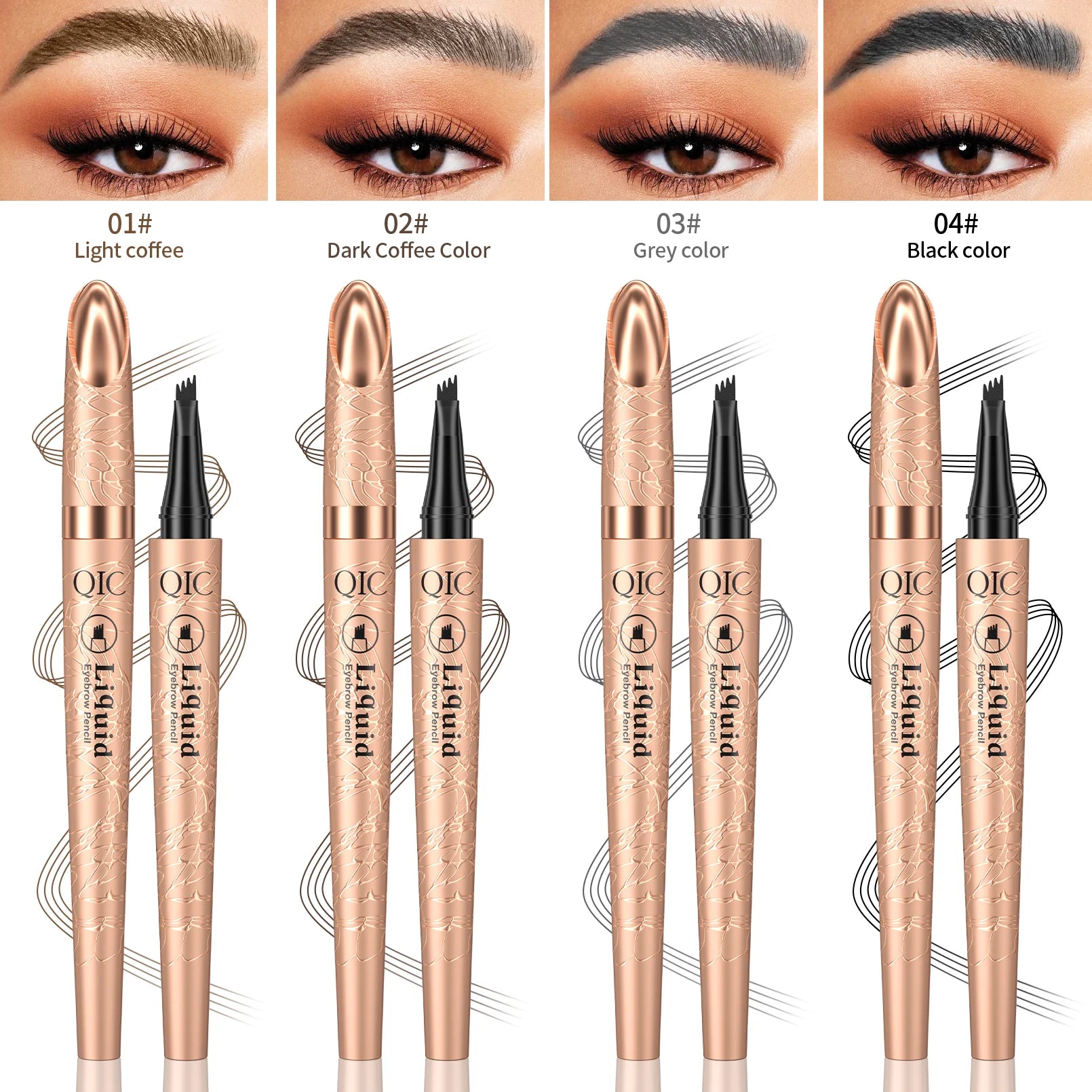Eyebrow Pencil Liquid Waterproof Eyebrow Pencil Smudge-proof Brow Pencil With 4 Tip Microblade Eyebrow Pen Long-lasting Natural