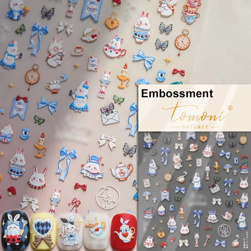 1pcs 5D Japanese Kawaii Bear Nail Art Stickers Brown Cartoon Animals Self-Adhesive Nail Decoration Decals DIY Slider Accessories