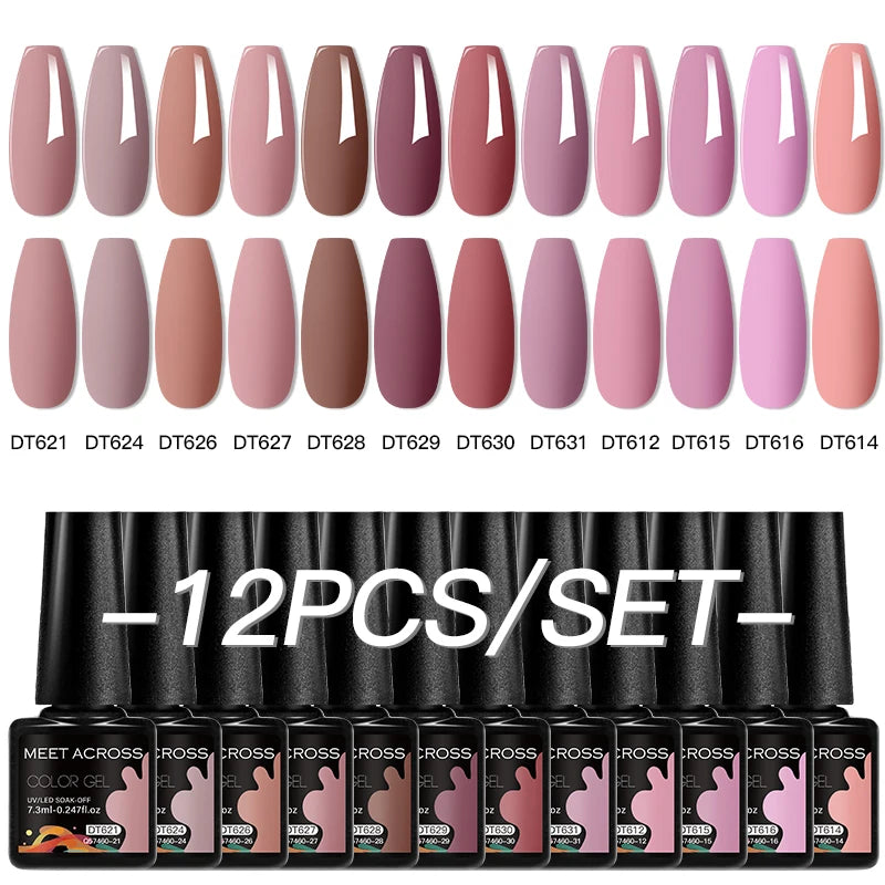 12pc All-season Nail Gel Polish Set Multicolor TPO HEMA Free Long-Lasting UV LED Nail Supplies for Women Daily & Party Wearing