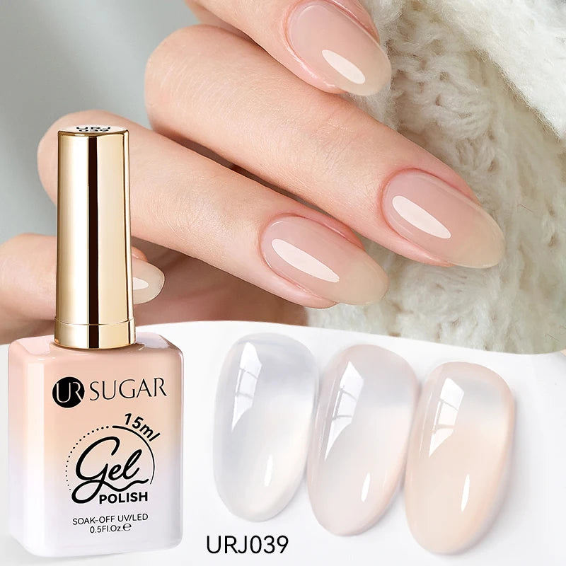 UR SUGAR 15ml Jelly Milky White Translucent Color Gel Polish Semi Permanent UV Gel Nail Art Soak Off Gel Varnish Latest Fashion