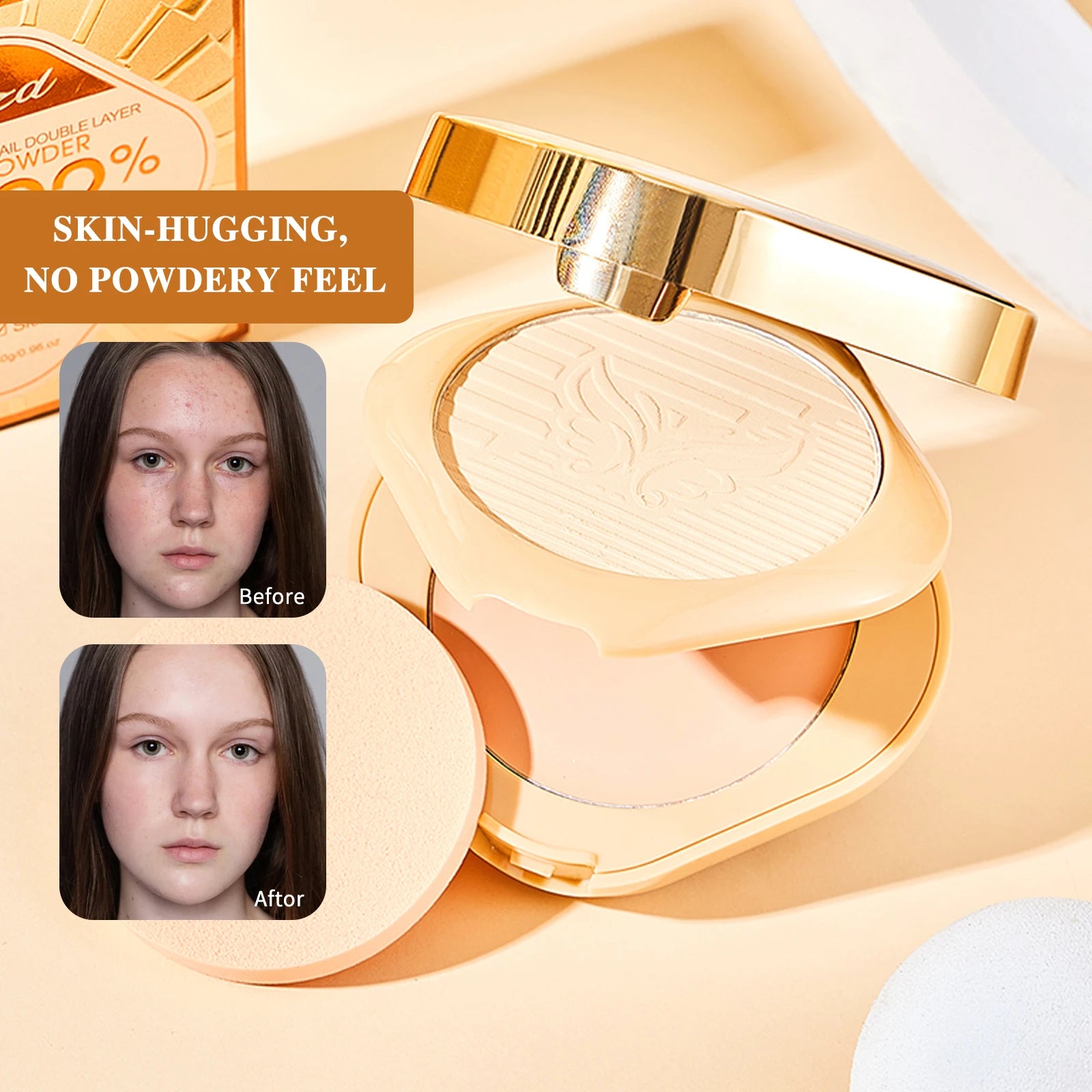 Snail Water Transparent Double Layer Powder Lightweight Without Caking Both Setting and Touch-Up Makeup