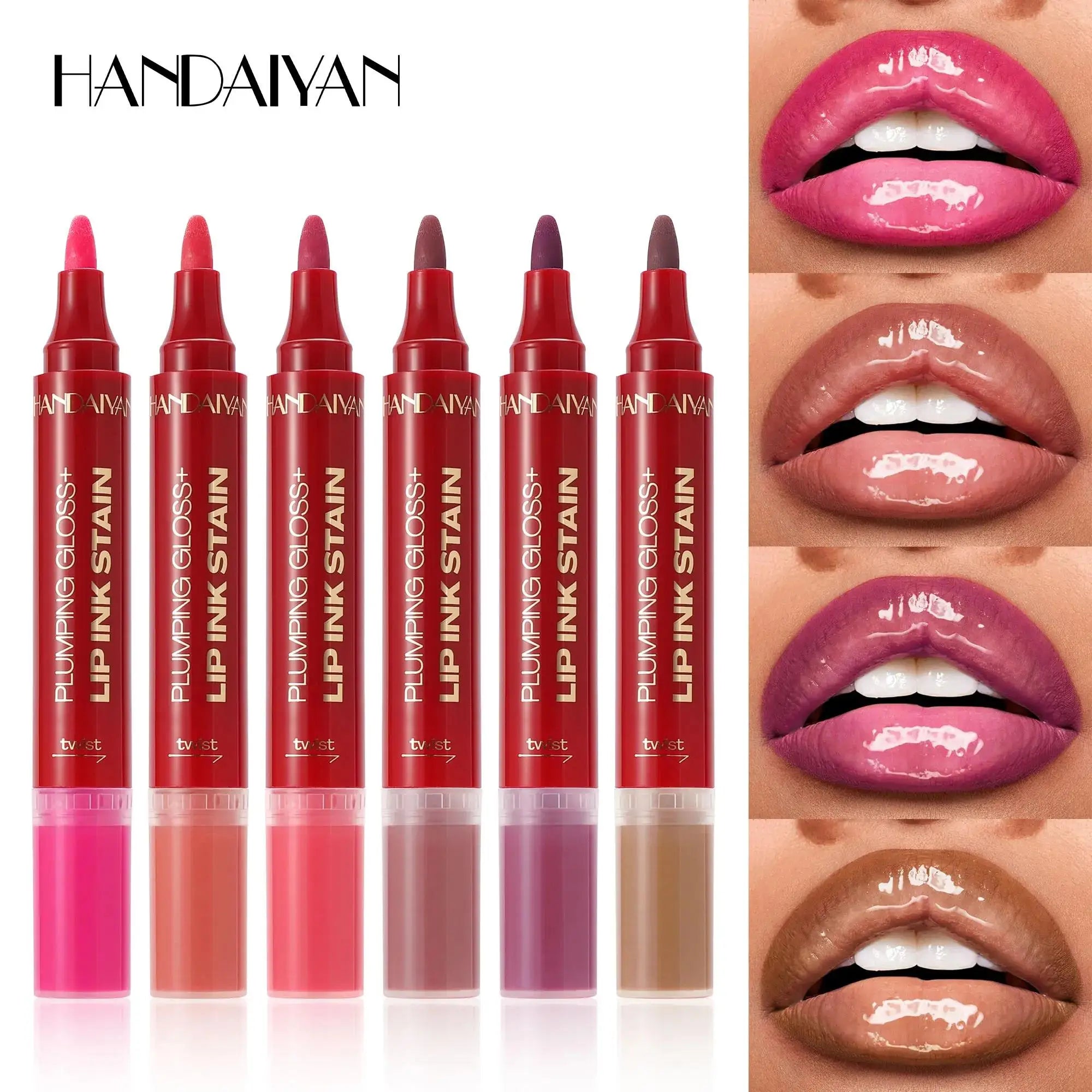 Lip Pencil Liquid Liner Double Head 2in1 Waterproof Tint Nude Oil Plump Gloss Mirror Lasting Moisturizing