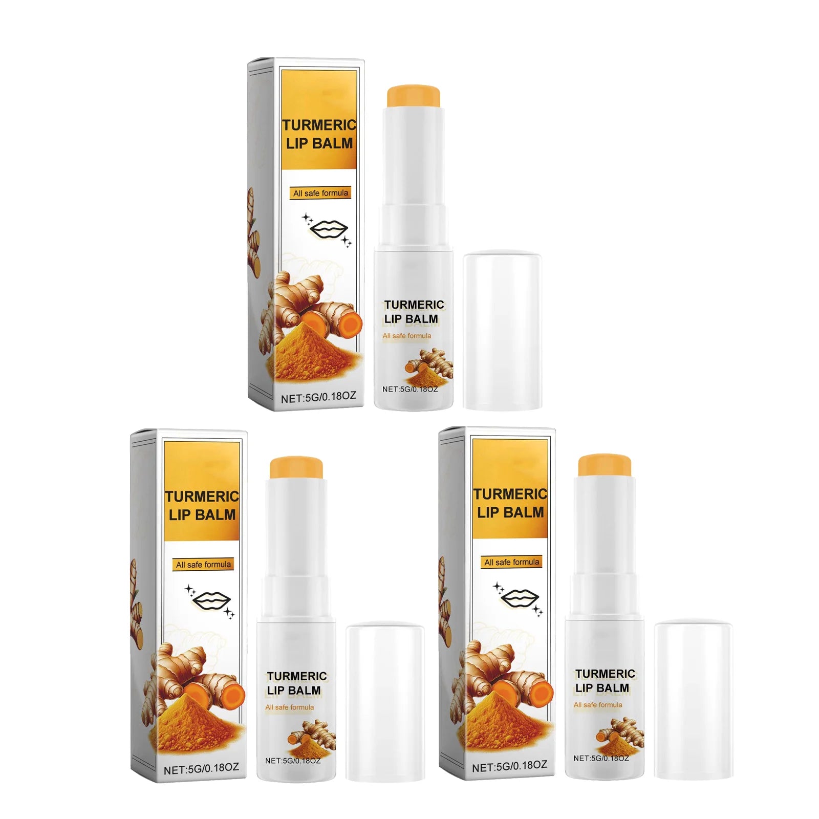 Turmeric Moisturizing Lip Balm Hydrating Protective Barrier Soothing Dry Chapped Lips Long Lasting Natural Formula Lip Care