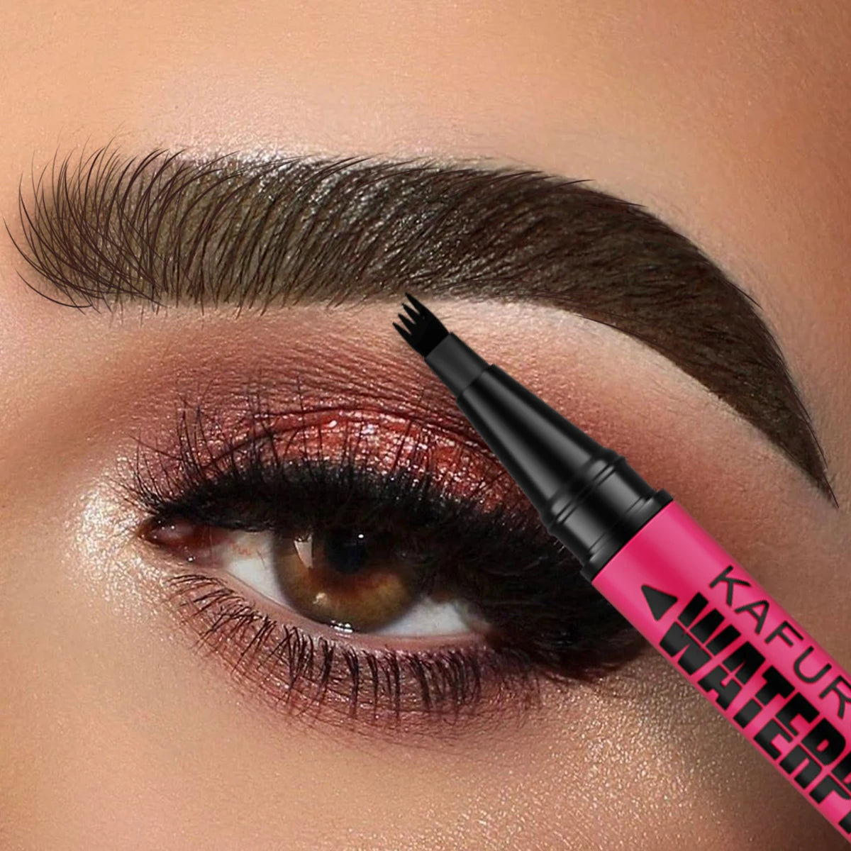 3-color Waterproof eyebrow pen, microblading eyebrow pencil with 4 split head, natural looking brows eye makeup cosmetics gifts